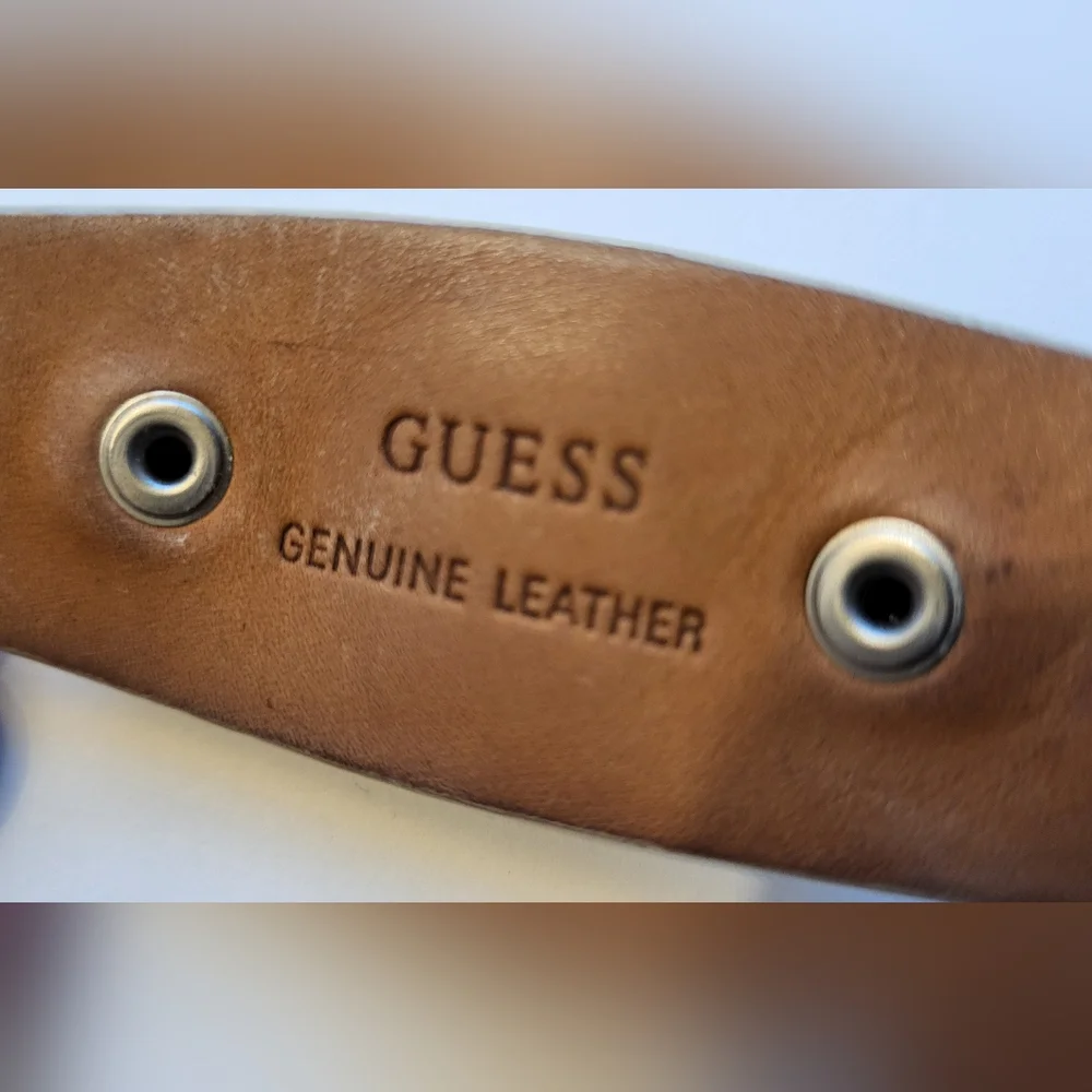 GUESS Women's Watch with Cream Leather Band And Silver Metal Accents